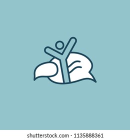 Logo concept of chat, media, soft, dialogue script, popup, spam, profile, software, communication, contact, social network. Support service, messenger. Message icon. Logotype speech bubble and people.