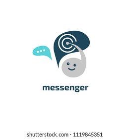 Logo concept of chatbot, media, soft, dialogue script, popup, spam, profile, software, communication, contact. Support service bot in speech bubble. 