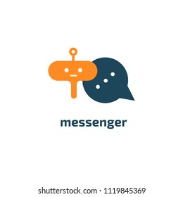 Logo concept of chatbot, media, soft, dialogue script, popup, spam, profile, software, communication, contact. Support service bot in speech bubble. 