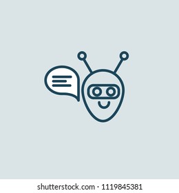 Logo concept of chatbot, media, soft, dialogue script, popup, spam, profile, software, communication, contact. Support service bot in speech bubble. 