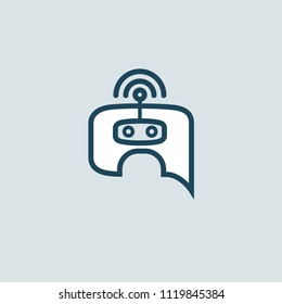 Logo concept of chatbot, media, soft, dialogue script, popup, spam, profile, software, communication, contact. Support service bot in speech bubble. 