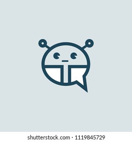 Logo concept of chatbot, media, soft, dialogue script, popup, spam, profile, software, communication, contact. Support service bot in speech bubble. 