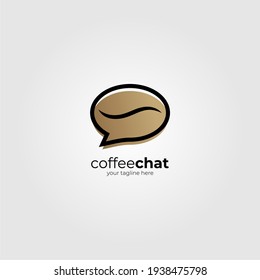 Logo concept for coffee shop with coffee bean illustration and chat