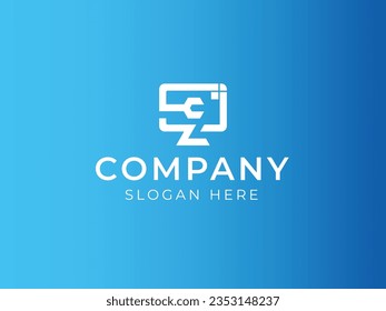 Concepto de logotipo para el servicio de reparación de ordenadores