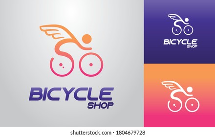 logo concept of a cyclist with wings