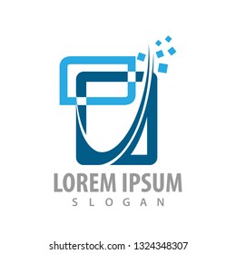 logo concept design. abstract digital square. Symbol graphic template element 