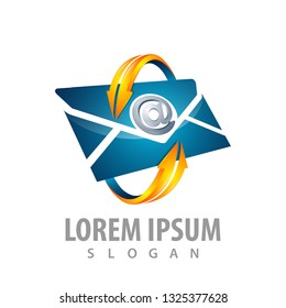 logo concept design. Rotate arrow with envelope email. Symbol graphic template element 