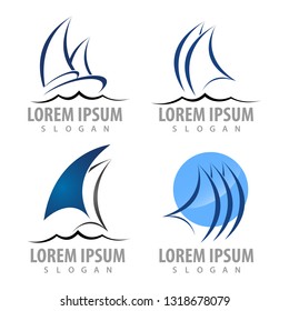 logo concept design. sailboat set Symbol graphic template element 