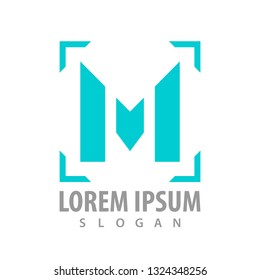 logo concept design. Square line. initial letter M. Symbol graphic template element 