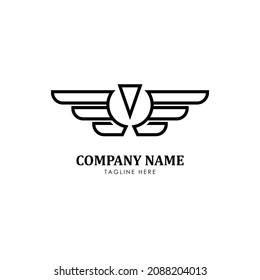 A Logo with the concept of an eagle, with geometric shapes and monolines - vector