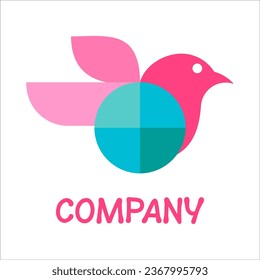 logo with the concept of an elegant bird flying, and a circle object representing the world, the logo is suitable for companies in the field of shipping or those related to aviation