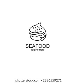 logo concept with fish symbol. Can be used for restaurant logos, processed fish product logos, aquaculture logos, seafood restaurant logos, etc