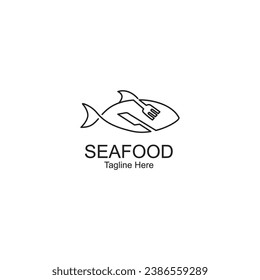 logo concept with fish symbol. Can be used for restaurant logos, processed fish product logos, aquaculture logos, seafood restaurant logos, etc