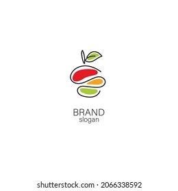 Concepto de logotipo con símbolo de frutas. Puede utilizarse para logotipos de marca para productos de bebidas, productos agrícolas o frutales, etc.