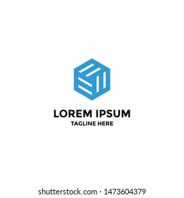 logo concept hexagonal on isolated white background, vector eps 10