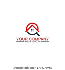 logo with concept home & search symbol represent Discover Home