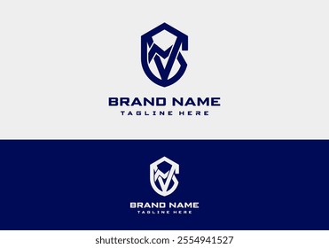  Logo concept initial letter MV combination with shield