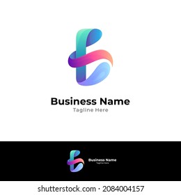 Logo concept of letter B combination with wave