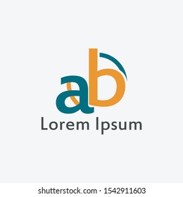 logo concept. letters a and b are combined into a symbol of unity. with a combination of dark green and orange. flat force vector. suitable for business.