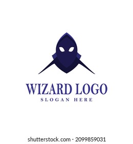 Logo concept of magical wizard with hood 
