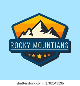 logo with the concept of mountains, blue background