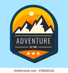 logo with the concept of mountains, blue background