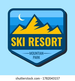 logo with the concept of mountains, blue background