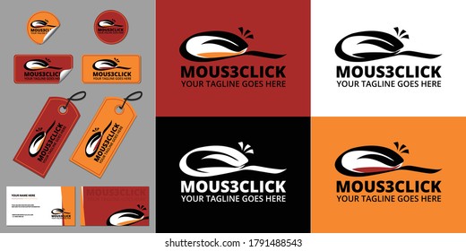 concepto de logotipo, opción de logotipo del ratón, clic del ratón 3 para el concepto de diseño de marca, logotipo de la industria de negocios en 3 colores.