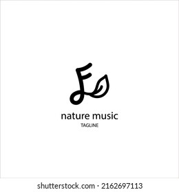 logo concept with musical tone symbol and leaf symbol
