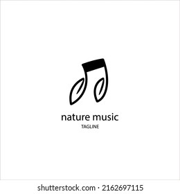 logo concept with musical tone symbol and leaf symbol