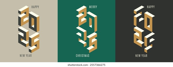 Logo concept for New Year 2025 celebration. Decoration elements for design, postcard, greeting cards, invitations, flyer, sticker, stripe.