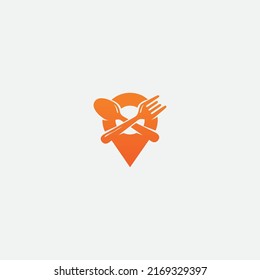 Logo concept for online food with spoon and fork combined with location symbol