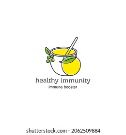 concepto de logotipo con la ilustración de un símbolo de fruta naranja. Para logotipos de marcas de productos inmunosupresores, etc.