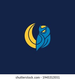 
Logo  concept , owl perched on the crescent moon