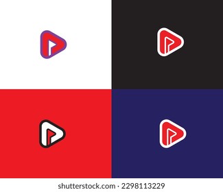 letra del botón de reproducción del concepto de logotipo