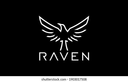 Logo concept of raven in negative space