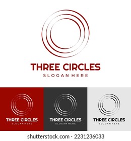 Concepto de logotipo tres círculos rojos