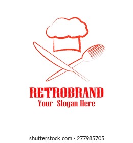 Logo concept restaurant cutlery chef's hat.