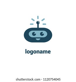 Logo concept of Robot on white background. Media, soft, cybernetics, support center, electronics, software, technology, network. Support service, messenger. Support service bot icon. Vector illustrati