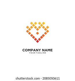 The logo concept of several squares arranged to form a diamond with a charming orange color. Suitable for your product name icon or your business company name