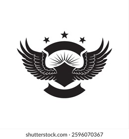 logo concept of shield and wings. suitable for symbol, or other design elements
