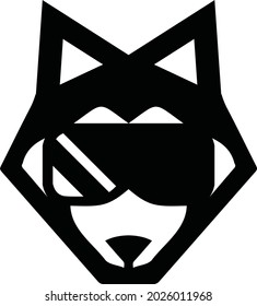 The logo concept shows a wolf wearing a virtual headset. Related keywords: 3d cyberspace, video game, device, high tech, futuristic, simulation, artificial reality, VR goggles, innovation. Suitable fo