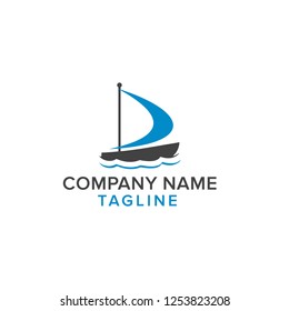 logo concept simple boat and web template