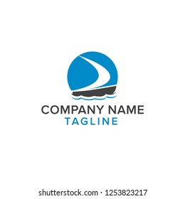 logo concept simple boat and web template