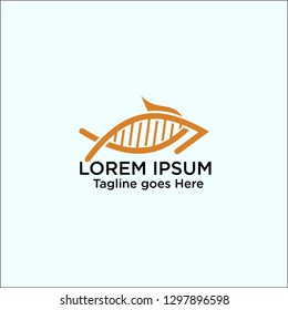 logo concept simple DNA fish, DNA fish logo template for you company, dna helix icon vector. fish logo - Vector 