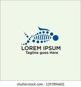 logo concept simple DNA fish, DNA fish logo template for you company, dna helix icon vector. fish logo - Vector 