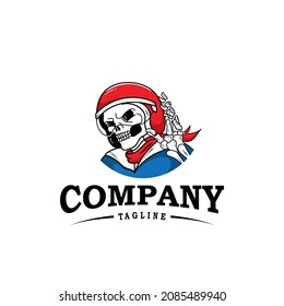 logo concept skeleton rider for clothing business - vector