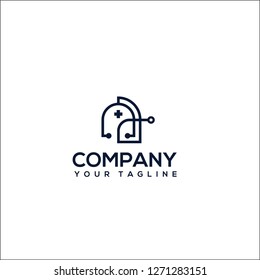 logo concept stethoscope and doctor-vertor