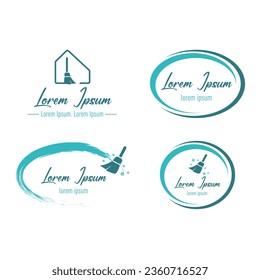 Logo concept. Symbol of corporate home cleaning service. Isolated on white background, vector illustration. It can be used to print t-shirts, labels, badges, stickers.