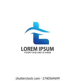 logo concept T letter and wave logo template design vector